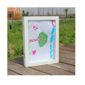 A4 white  Wall Mounted Display Storage Cabinet for Kids Child Art & Drawings Children's Artwork wood photo Frame
